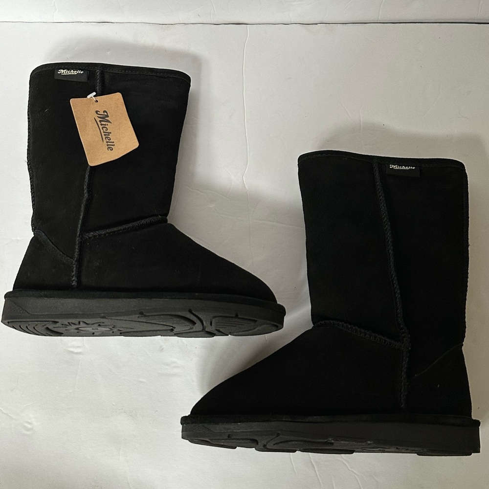Black furry boots